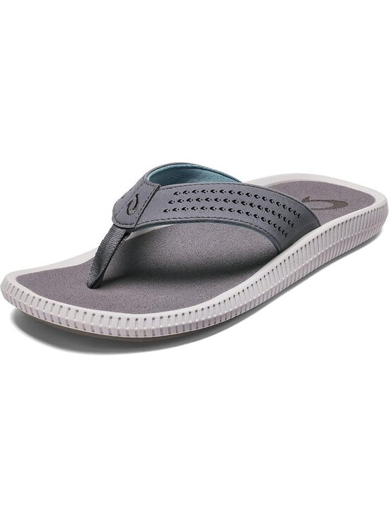 Mens Stone Grey Resistant Flip Flops Arch Support Comfort Fit Beach Sandal Shoes main image 6